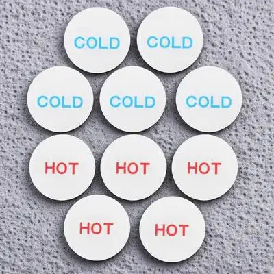 

10pcs Faucet Sign Acrylic Hot Cold Water Indicator Stickers White Bathroom Sink Decor Durability Modern Design Easy