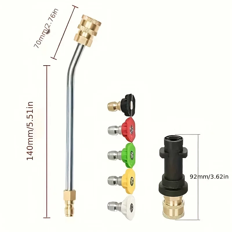 5-Color Pressure Washer Nozzle Kit with Extension Wand, Garden Cleaning Accessory for K Series