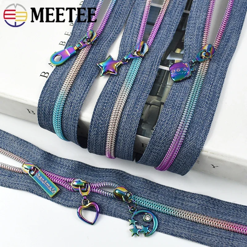 

2-5Meters 5# Nylon Zipper Tape with Colored Zip Slider Garment Pocket Decor Zippers Repair Kits DIY Bags Sewing Accessories