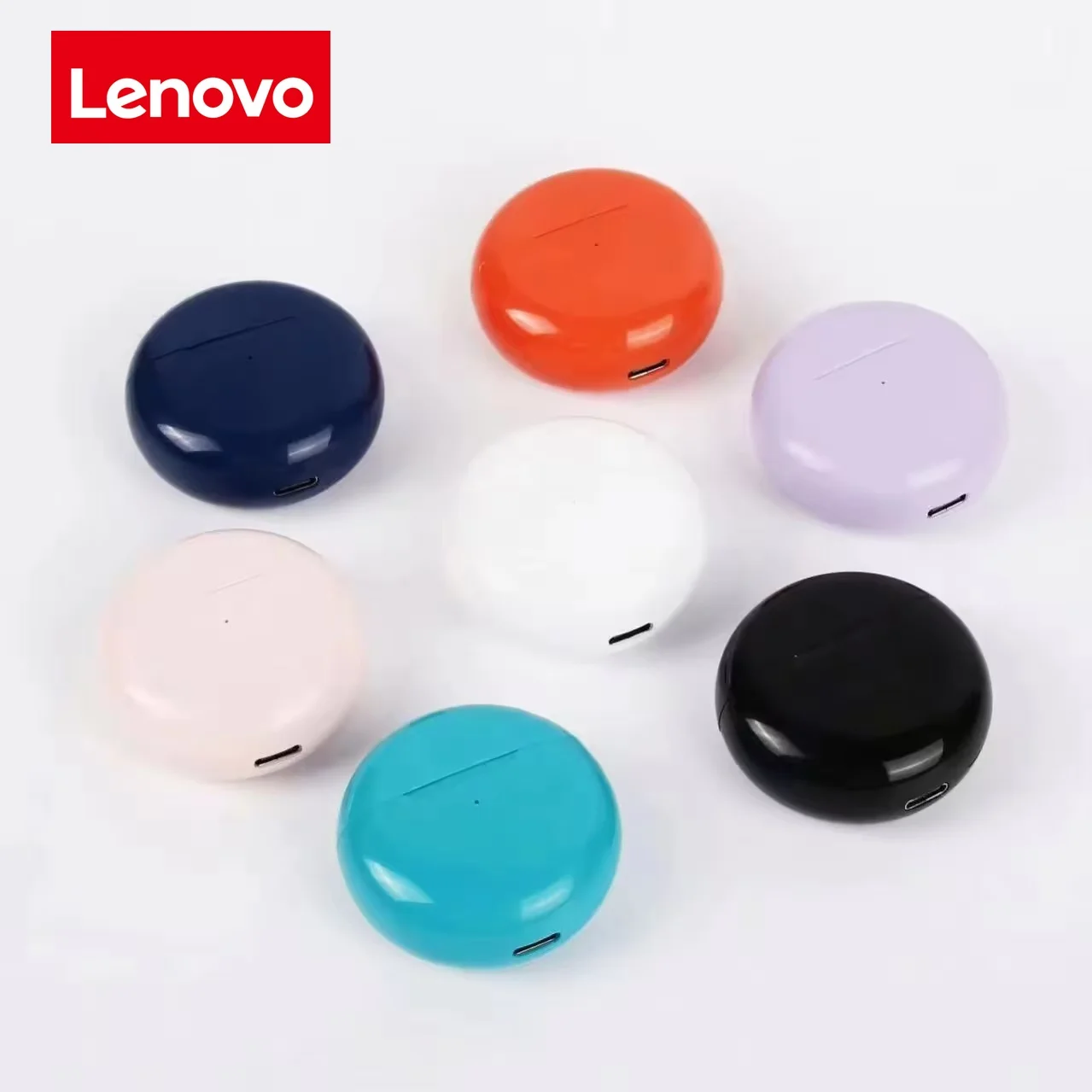 سماعات أذن لينوفو بلوتوث لاسلكية صغيرة مع ميكروفون، مناسبة لأجهزة iPhone وXiaomi، مقاومة للماء على الطراز الرياضي