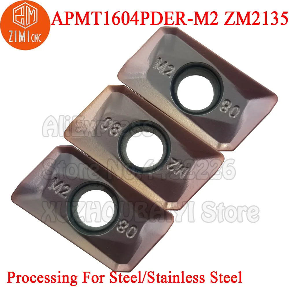 10 pz APMT1604PDER-M2 ZM2135 muslimym2 ZM2135 APMT1604 PDER APMT 1604 inserti di fresatura in metallo duro utensili per tornitura taglierina CNC