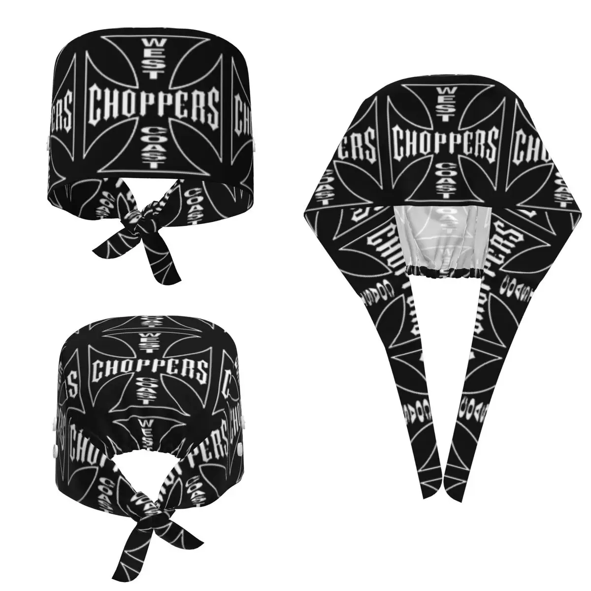 Personalized West Coast Iron Cross Choppers Scrub Hat Doctor Working Surgical Cap Unisex Adjustable Nursing Caps for Dentist
