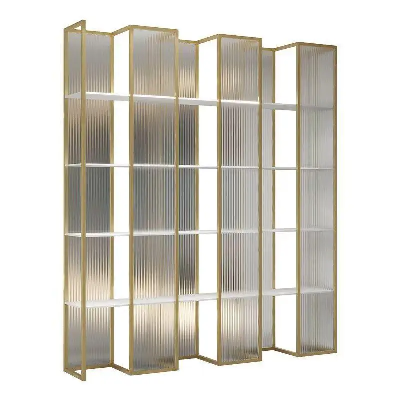 

Simple home display rack home living room wrought iron partition screen glass wine cabinet baffle decorative