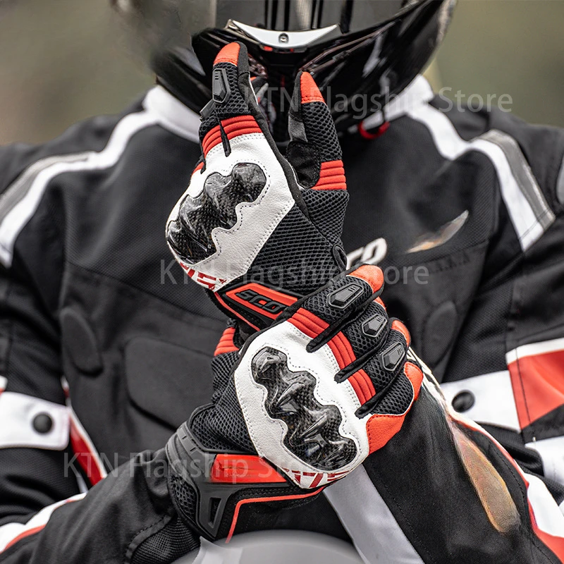 Leather motorcycle Race Feather MC175W Men's windproof motorcycle gloves Gloves Touch screen long version dirt bike racing