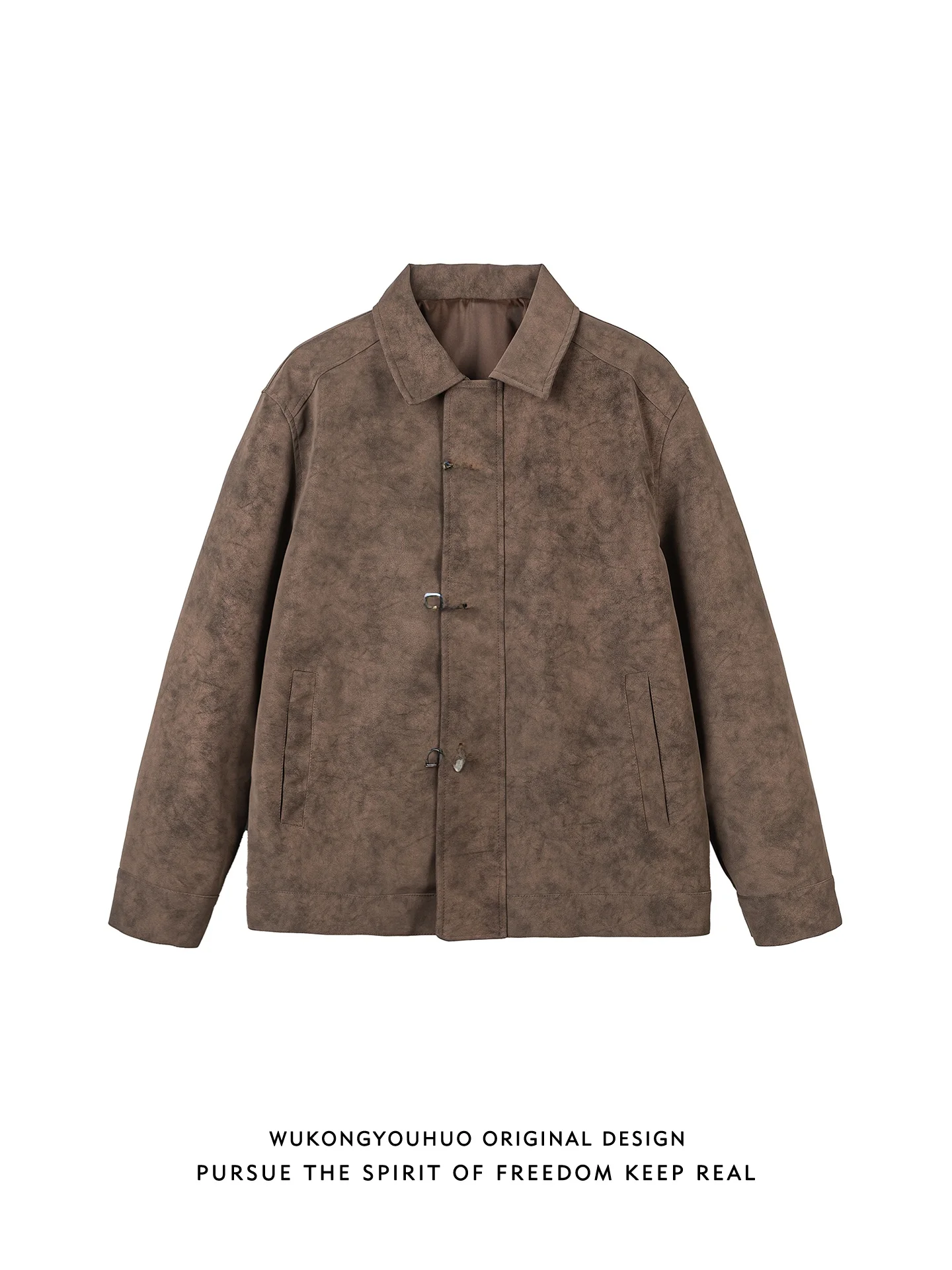 

Свободная повседневная куртка из искусственной кожи с эффектом окрашивания и воротником для мужчин и женщин, весенняя верхняя одежда, молодежная модная коллекция Весна 2026