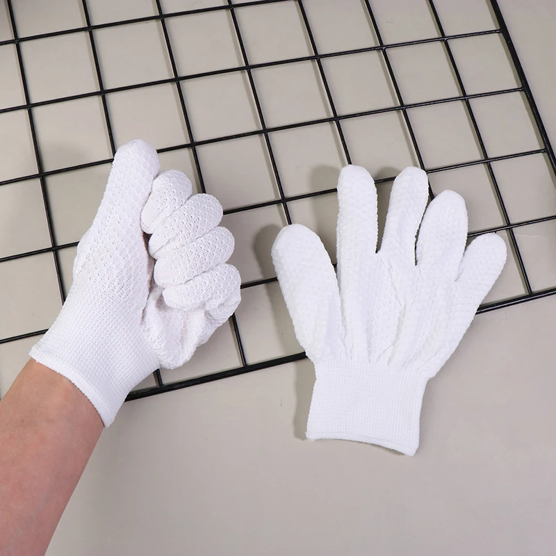 1Pairs الأبيض مكافحة ساكنة قفازات العمل قفازات العمل النايلون الغبار واقية عدم الانزلاق إصلاح الالكترونيات تركيب قفازات