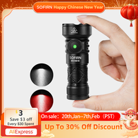 New Sofirn SR20 MINI 1200lm Flashlight 18350 USB C IP68 Waterproof with Red LED Key Light for Camping Emergency Situations