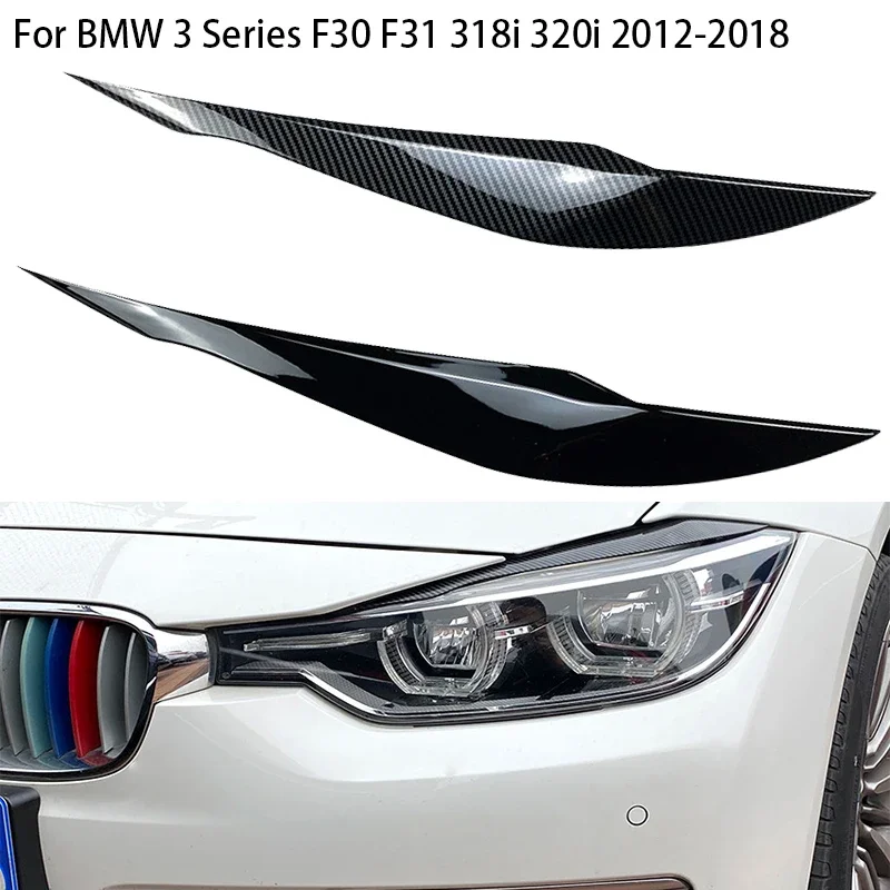 

Для BMW 3 серии F30 F31 F32 F33 F35 2013 2014 2015 ~ 2018 автомобильные наклейки черный/углеродное волокно накладка на фару для бровей и век