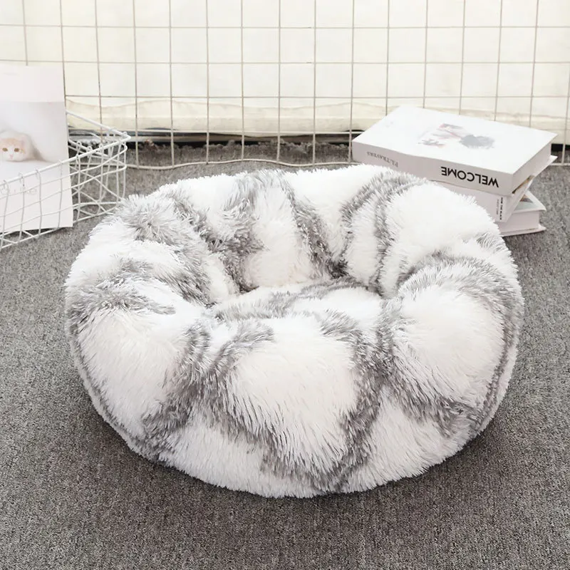 wholesale-manufacturer-soft-plush-warm-dog-cat-donut-beds-tie-dye-color