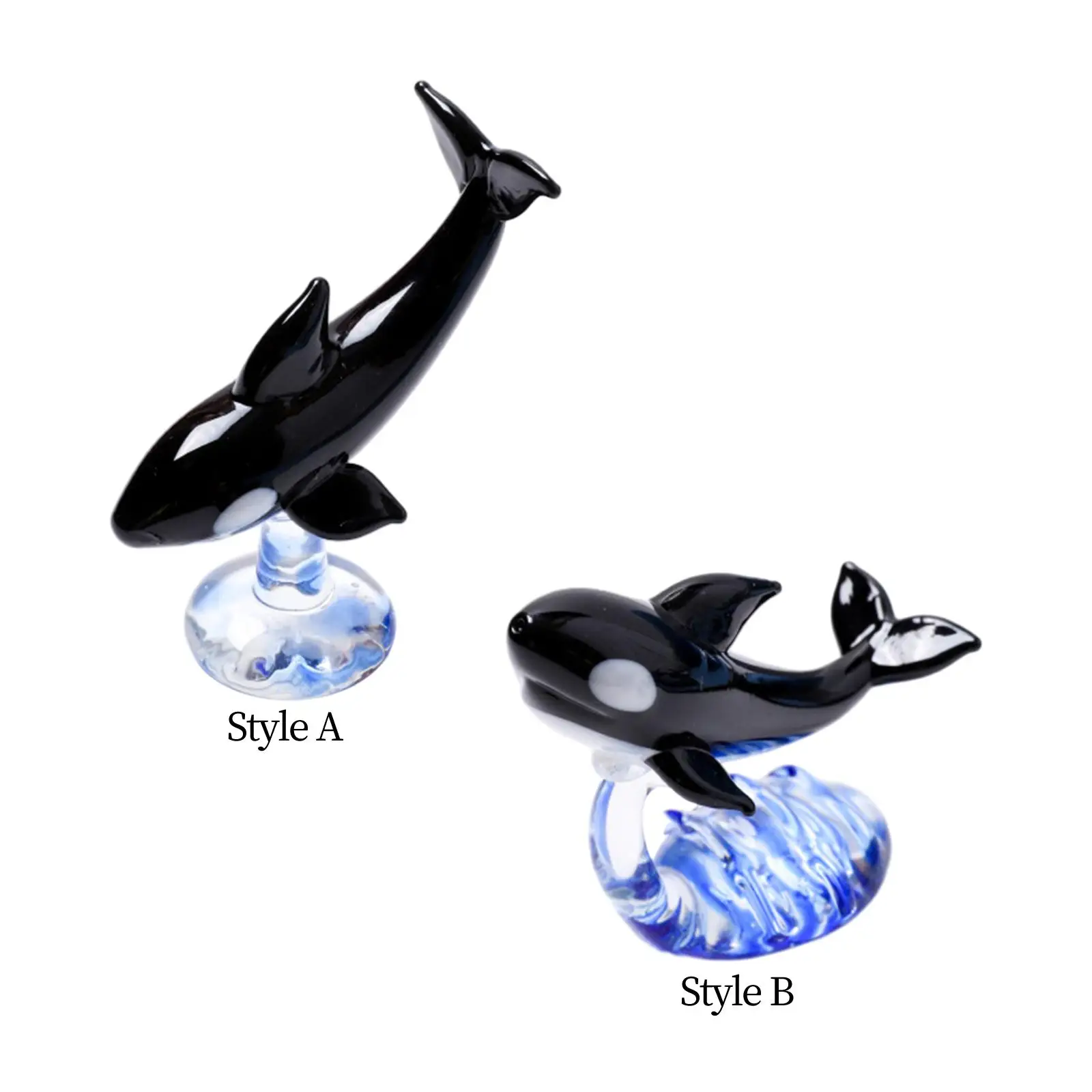 Glass Whale Figurine Model Animal Ornament Tabletop Centerpiece Lifelike Collectible Hand Blown for Fish Tank Multifunctional