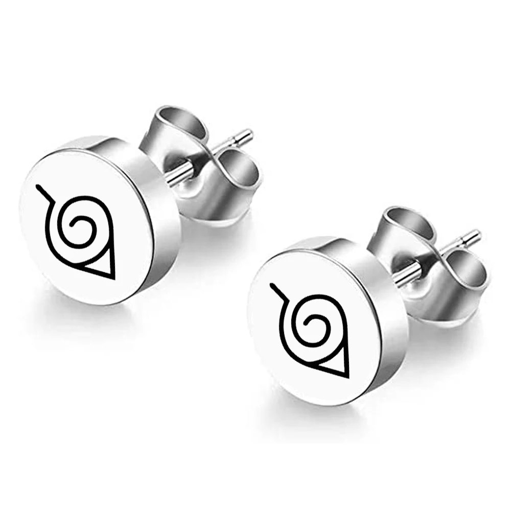 Anime Uzumaki Earring Accessories Uchiha Itachi Sharingan Red Cloud Cosplay Party Stainless Steel Studs Earrings Jewelry Gift