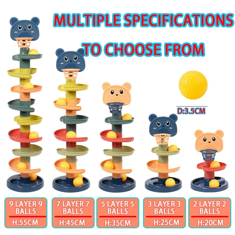لعبة طفل كرة دوارة برج مونتيسوري ألعاب تعليمية للأطفال التراص المسار ألعاب تطوير الطفل 1 2 3 سنوات #4