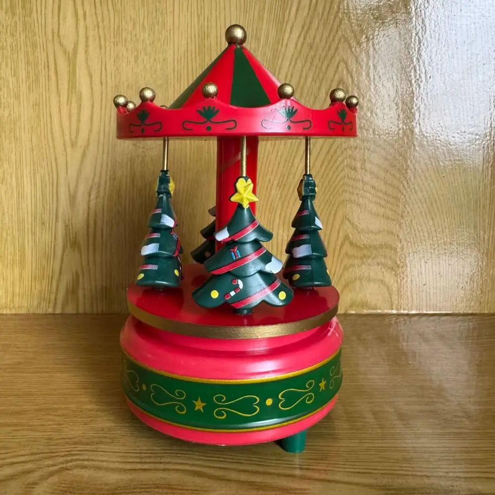 Carousel Music Box Merry Go Round Musical Keepsake Birthday Cake Topper Classical European Wooden Craft Gift For Home Decoration