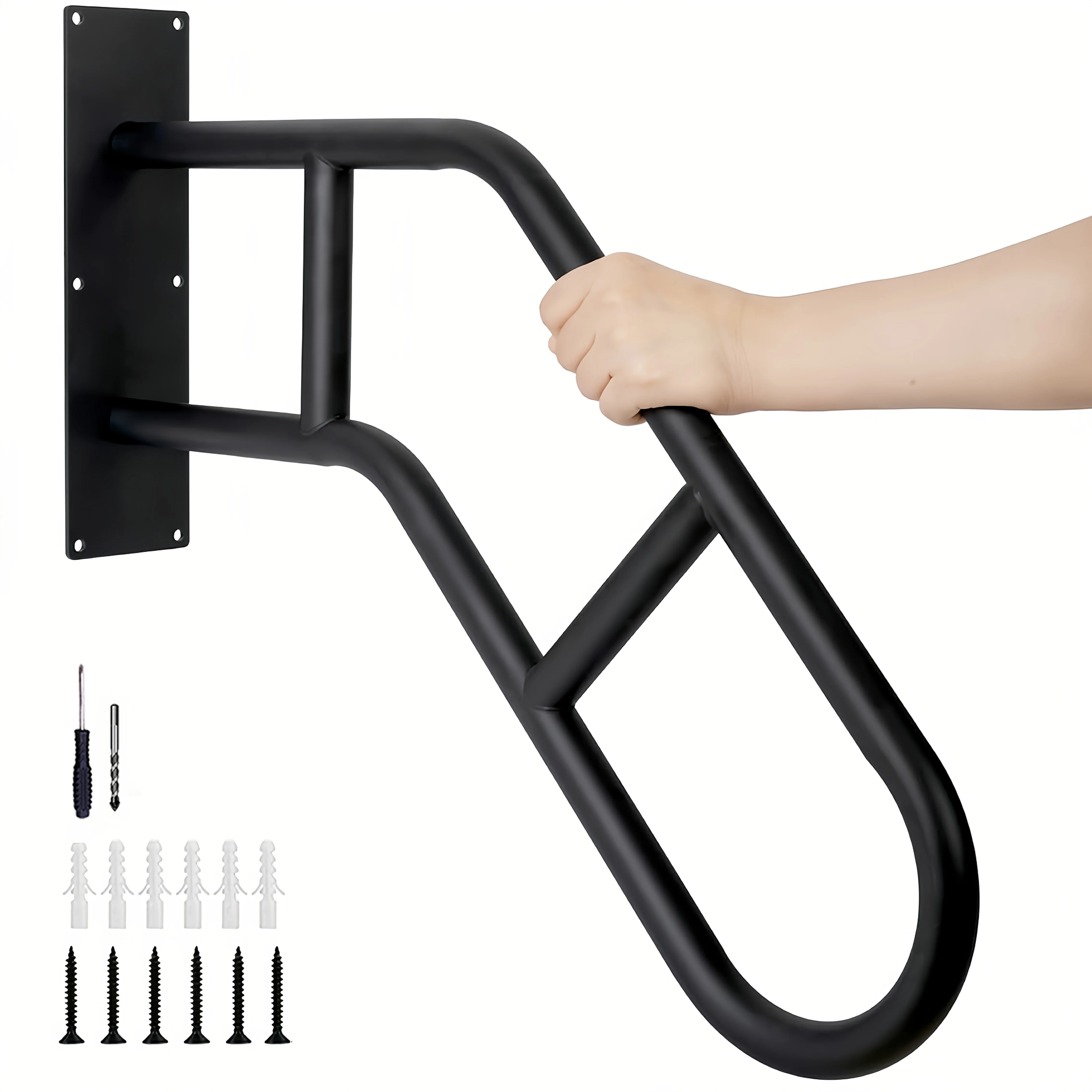 Poręcz schodowa zewnętrzna, wewnętrzna 1-3 stopnie, montaż na ścianie werandy/terrasy, kształt U, antypoślizgowa i zapobiegająca upadkom.