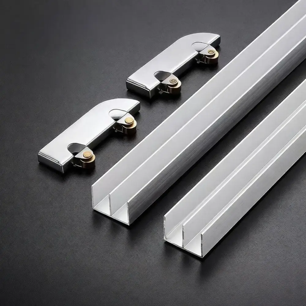 Sliding Door Hardware For 5mm Glass Aluminum Track Guide System Cabinet Furniture Replacement Parts Durable Silent Rail