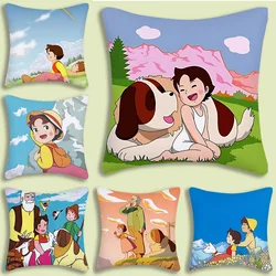 Heidi Peter And Grandpa Alps Goat Mountain Pillow Covers Cartoon Sofa Decorative Home Double-sided Printing Short Plush Cute