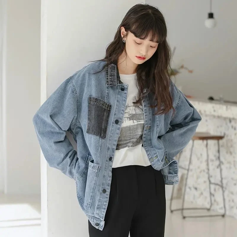 

Large Size Denim Jacket Women Spring Autumn 2023 Loose Jeans Coat Fashionable Trend Leisure Versatile Outerwear Womens