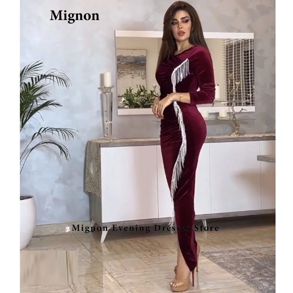 Mignon Velour Sexy V-neck Tassel Elegant Prom Dresses Evening Dress Valentine Dress Dresses for special events