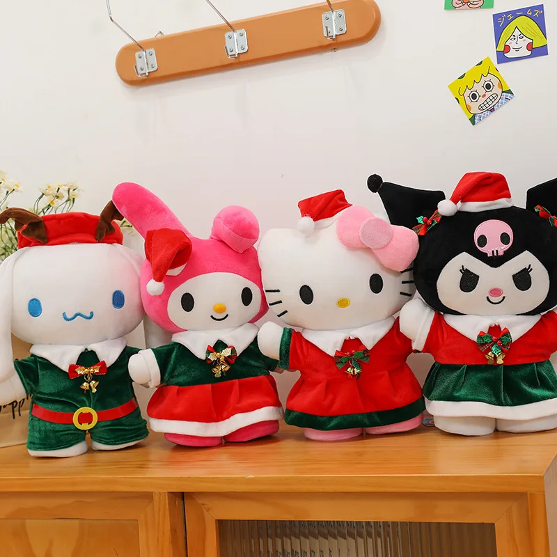 35CM Christmas Kawaii Kuromi Hello Kitty Melody Cinnamorol Pochacco Soft Plush Stuffed Toys Sanrio Animals Christmas Kids Gifts