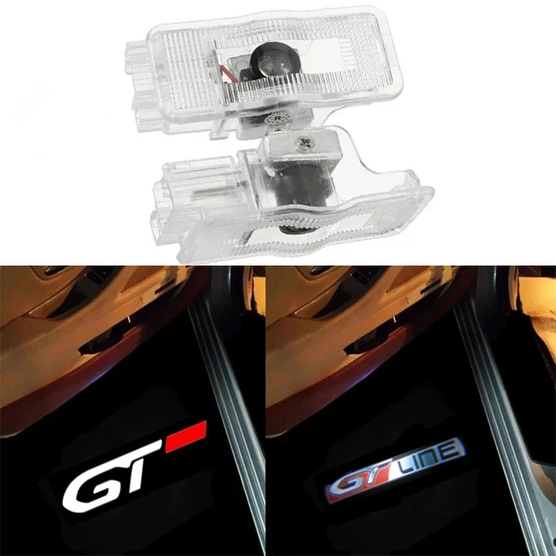 LED Car Door Projector GT Line Emblem Welcome Lights for Peugeot 307 RCZ 508 408 206 306 207 406 5008 607 807 1007 Accessories