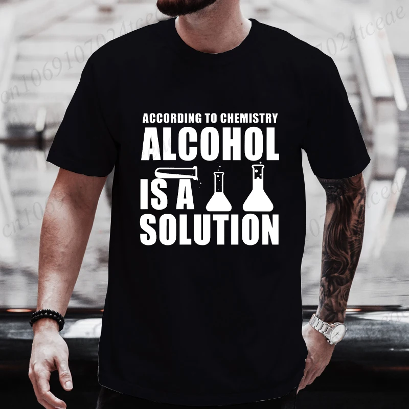 Funny Chemistry Nerd Science Alcohol Solution T-Shirt Tops Tees for Men Casual T Shirts Fashion Summer Tshirts Top Teacher Gifts