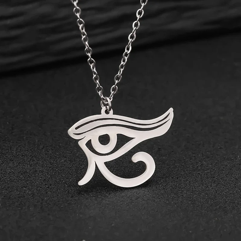 Stainless Steel Necklace Ancient Egypt Symbol Vintage Egyptian Pharaoh Eye of Horus Pendant Necklaces For Women Faith Jewelry