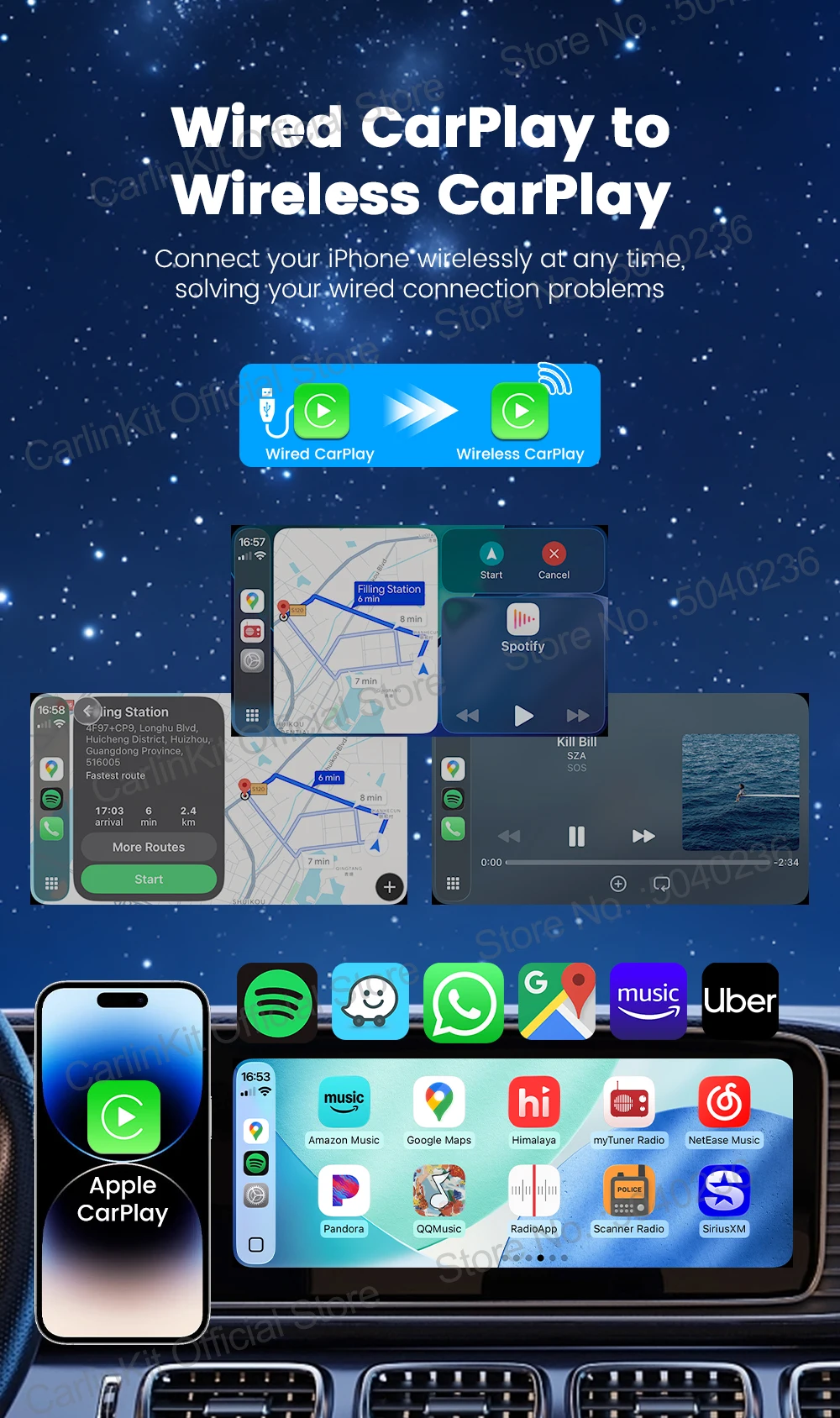 CarlinKit 4.0 CP2A 2-in-1 CarPlay Android Auto Wireless Adapter für kabelgebundene CarPlay-Fahrzeuge BT Wifi 5GHz Online-Upgrade Smart Car Box – Detail 5