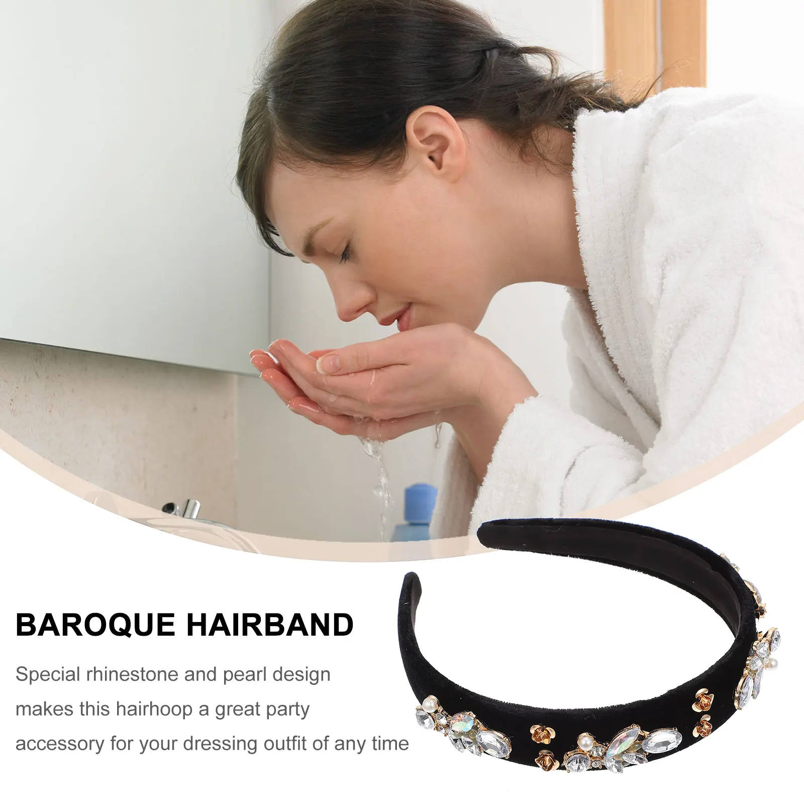 

Rhinestone Pearl Hairb Bride Accessory Baroque Headpiece Lightweight Comfort Hair Decor Party Wedding Christmas Concert