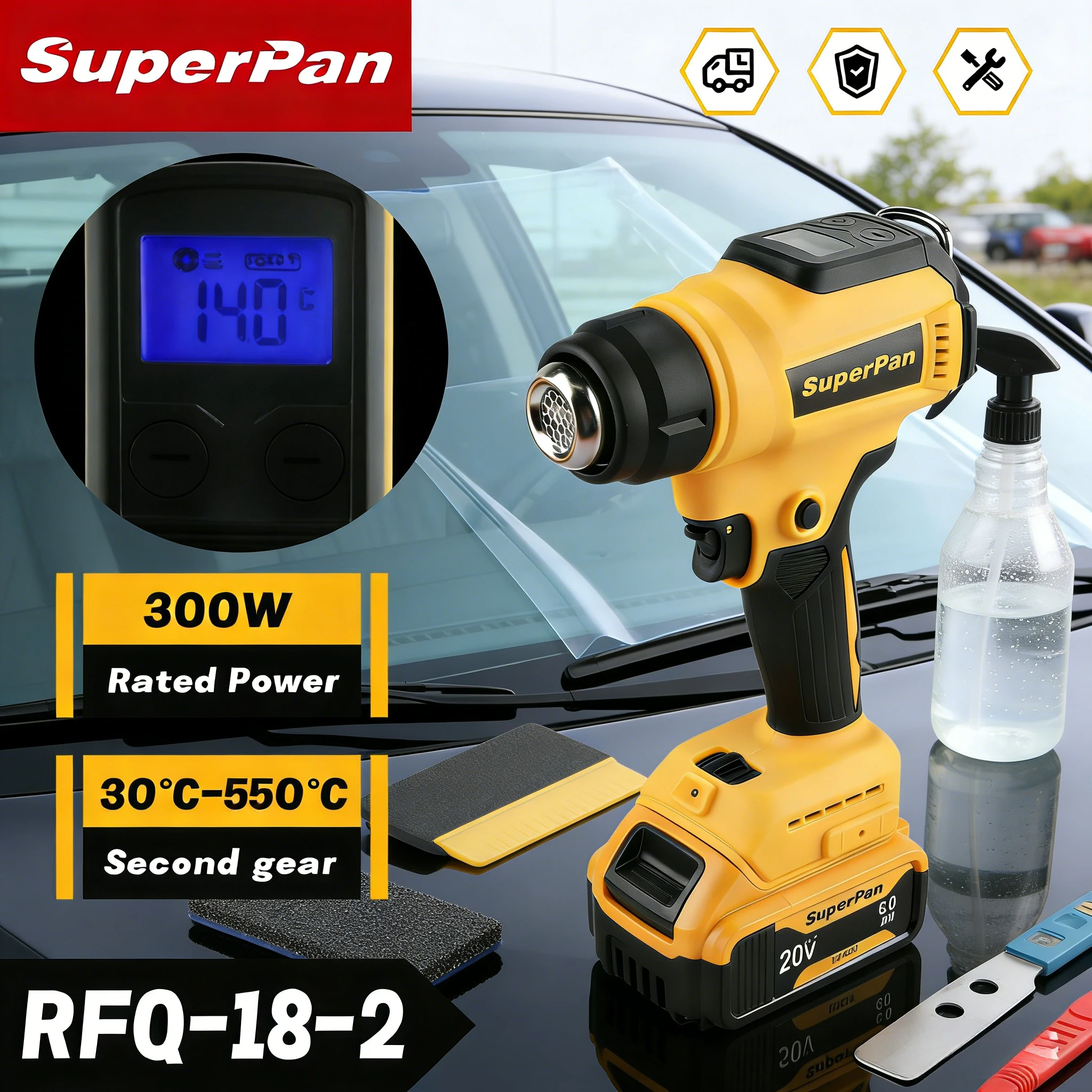 

SuperPan Cordless Heat Gun hot air gun Shrink Film Thaw Auto Paster Portable Electric Welding Tool For Dewalt 18V Battery Pin