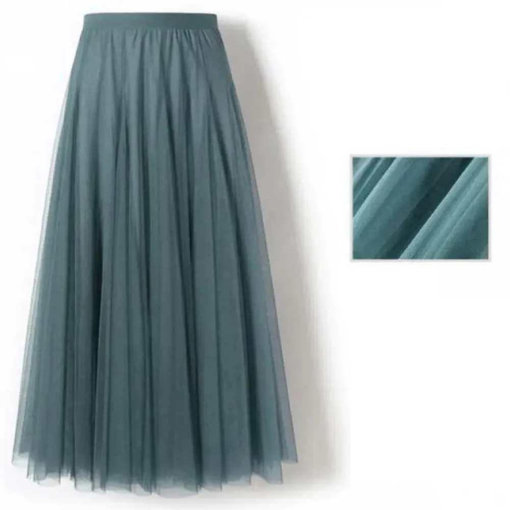 New Women Mesh Elastic Tutu Skirt Beach Spring Summer Korean High Waist Fashion Pleated Long Skirt Black White Tulle Skirts