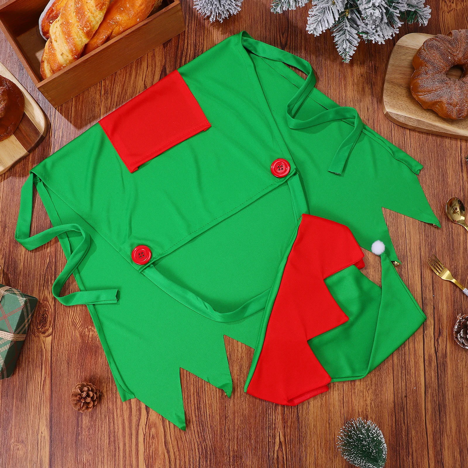 

Christmas Apron Hat Set Cute Kitchen Cooking Baking Dinner Aprons for Restaurant Cafe Home Cosplay Costume Party