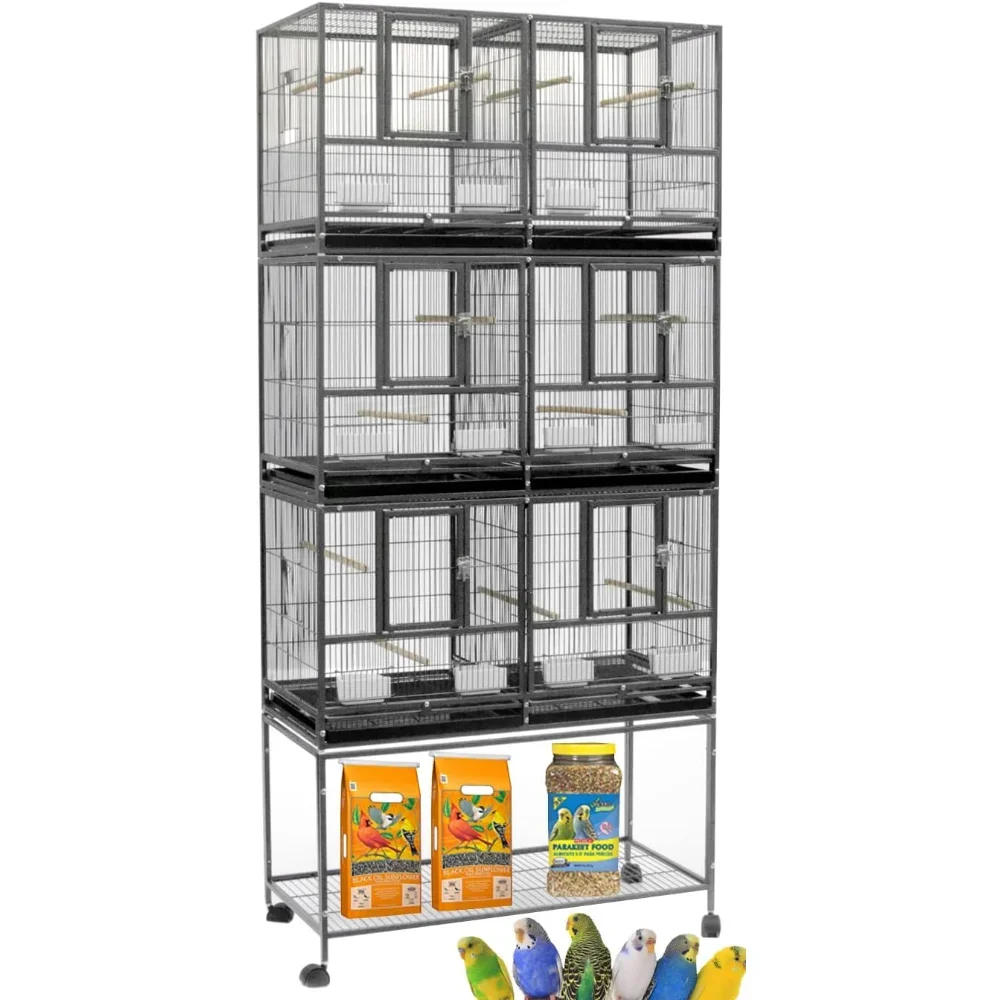 

Combo Breeding Stacker Center Divided Breeder Bird Flight Double Rolling Cage with Side Breeding Nest Door