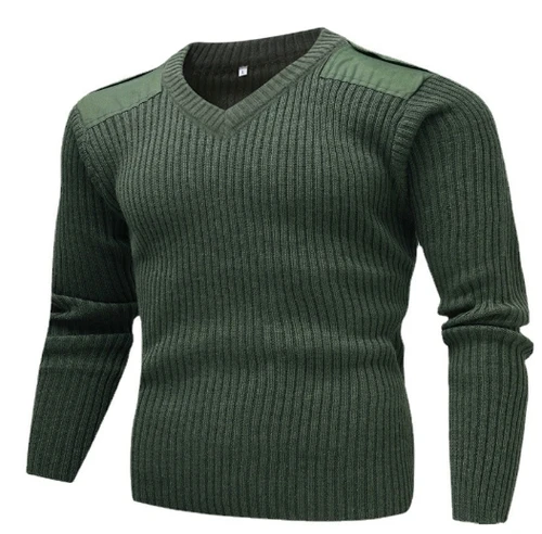 Tactical Sweater Men Jersey British Army Knitted Pullover Winter Wool Patch Vintage Green O-Neck Knitwear Cold Jerséis