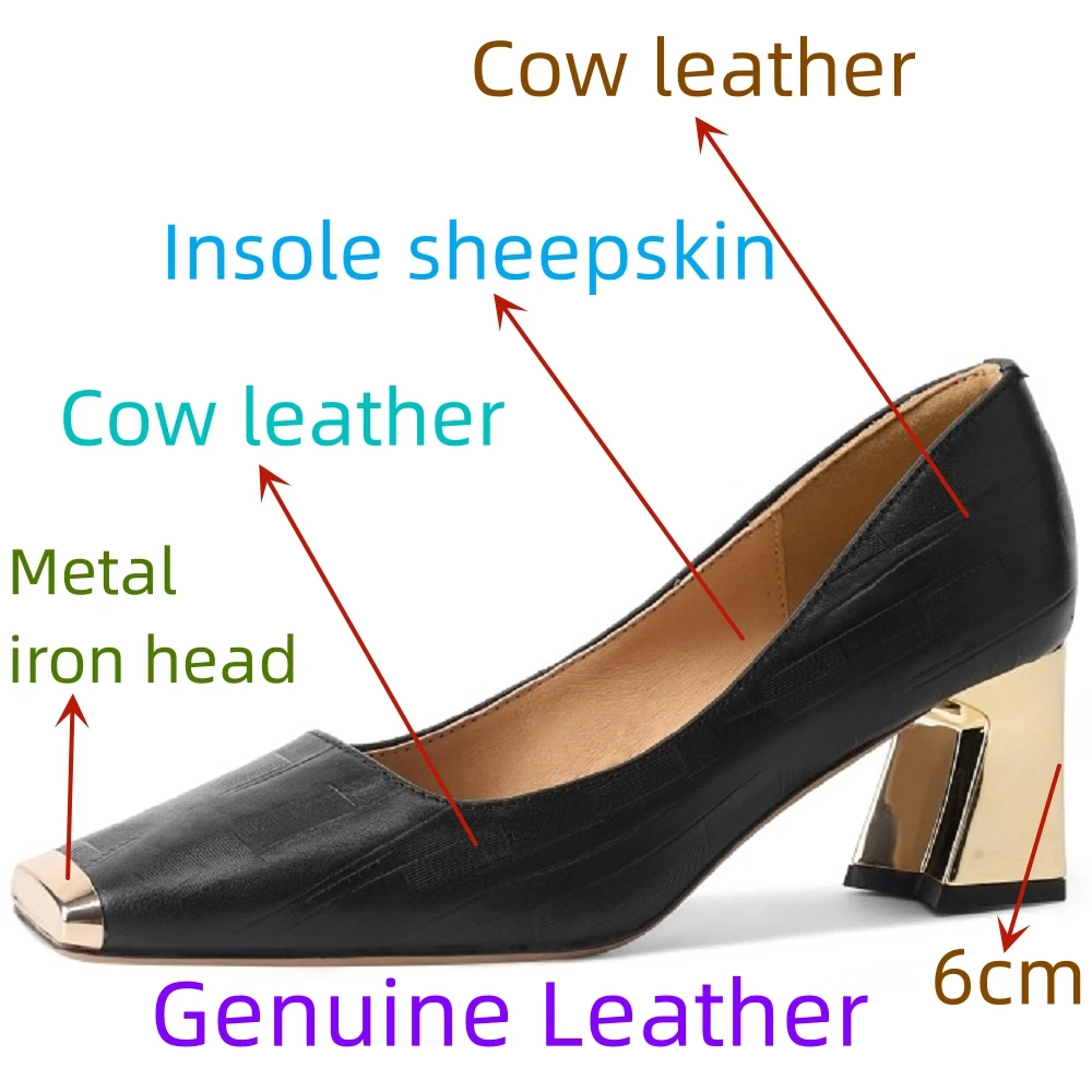 【JOCHEBED HU】New High Quality Genuine Leather Shoes Women Pumps High Heels Spring Summer Ladies Party Shoes 34-40