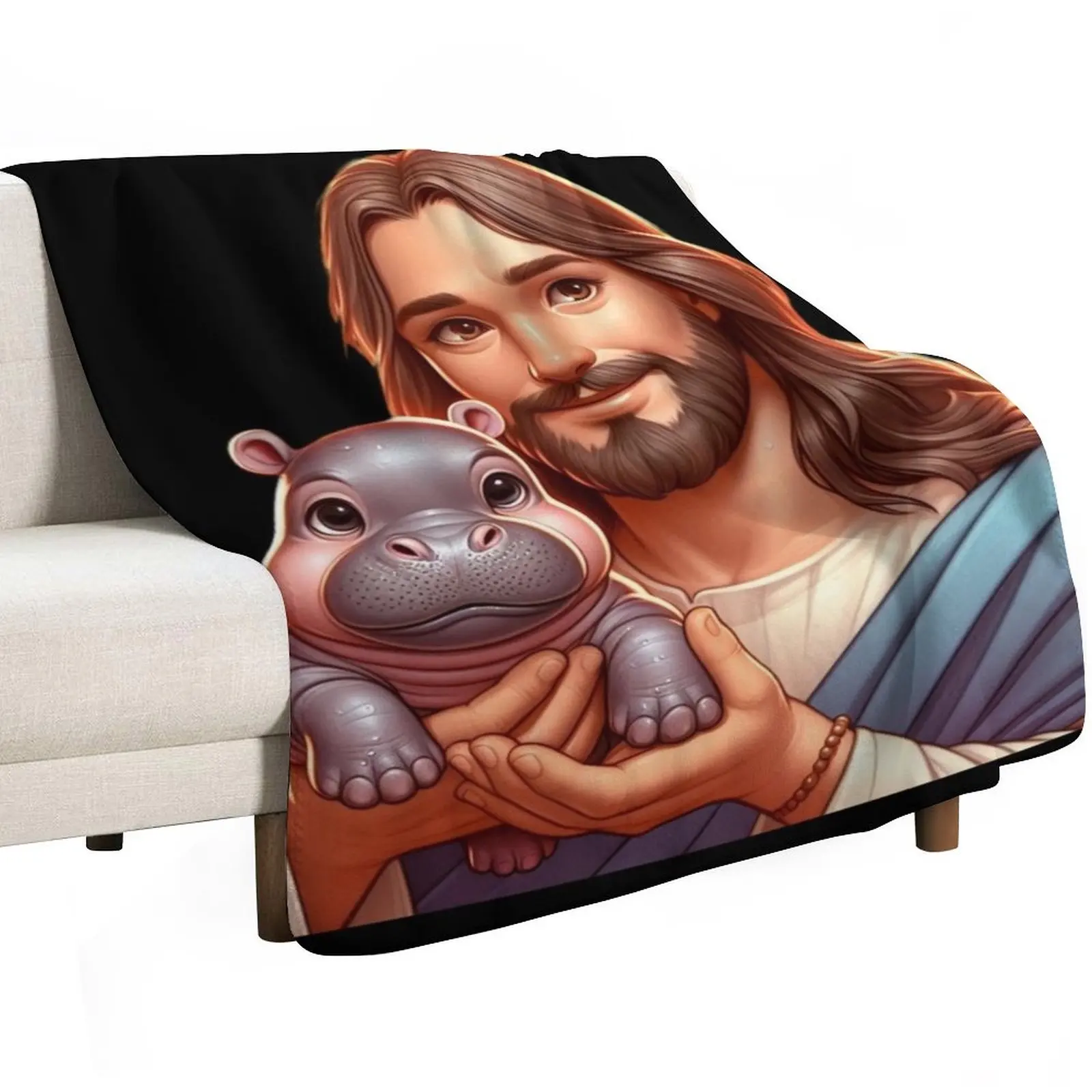 Jesus Carrying Moo Deng Throw Blanket Luxury Designer sofa bed Warm warm for winter Large Decorative Throw Blankets