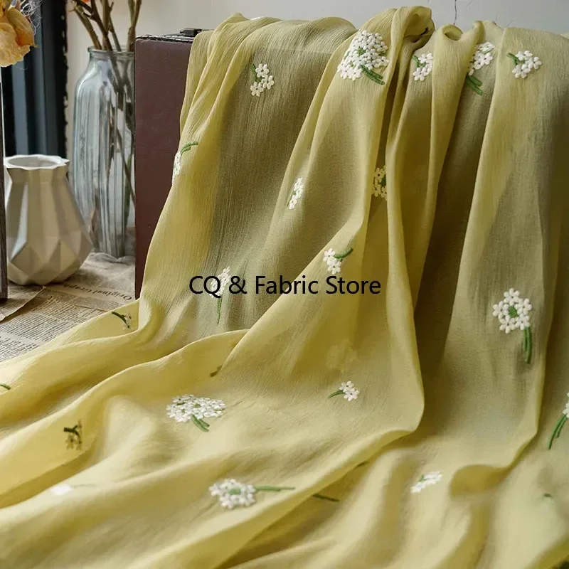 نسيج زهرة مطرز من التول الناعم لفصل الربيع والصيف فستان الزفاف الملابس النسائية تنورة باقة التفاف النسيج