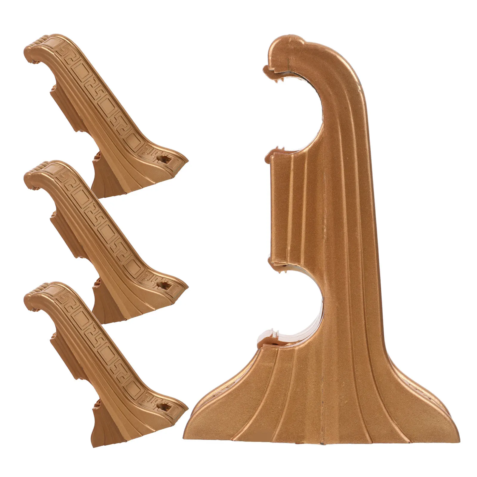 4Pcs Double Curtain Rod Brackets Plastic Classic Style Stable Wall Mounted Rod Holders for Window Drapery Roman Shade Support