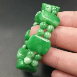 Natural Green Jade Bracelet Women Healing Jewelry Real Myanmar Emerald Jadeite Elastic Beaded Bangle Lucky Amulet Bracelets
