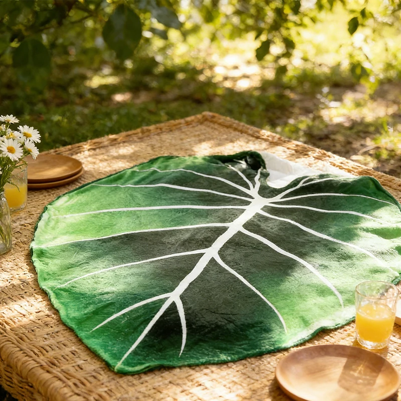 Sofa Throw Blanket Funny Knee Blanket Bed Creative Leaf Vein Leaf Cartoon Flannel Blanket Room Decoration Personalized Gifts