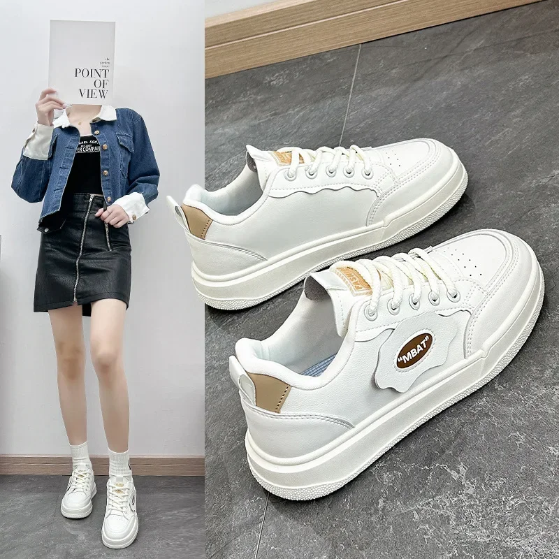 Zapatos de entrenamiento blancos, zapatos de plataforma alta, tacones altos para mujer, deportes casuales