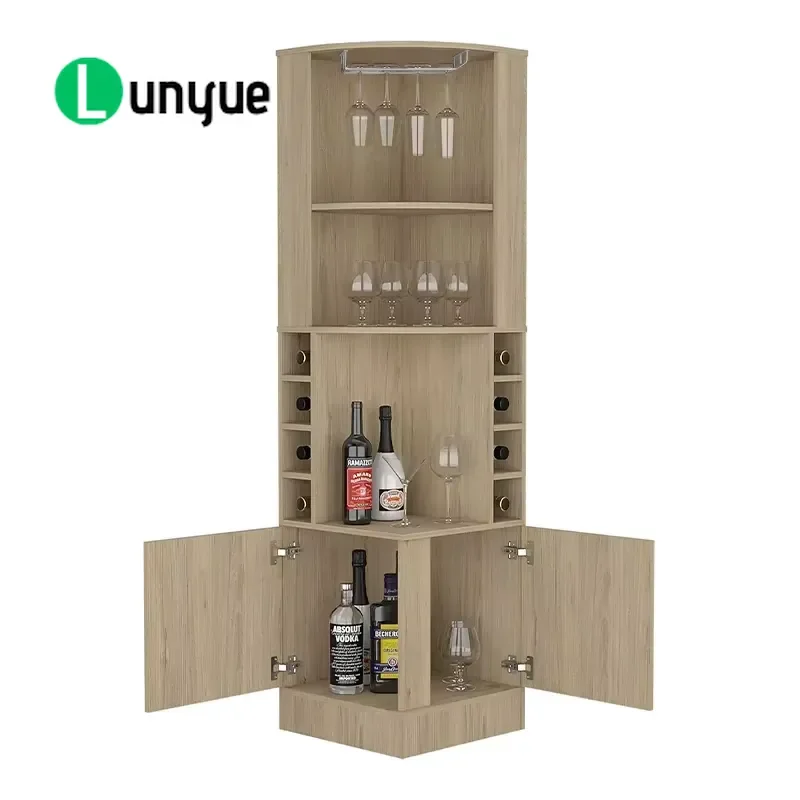 Luxury Wooden Home Bar Cabinet Living Room Wine Storage Furniture Modern Display Shelf for Alcohol Bottles Glassware Decor