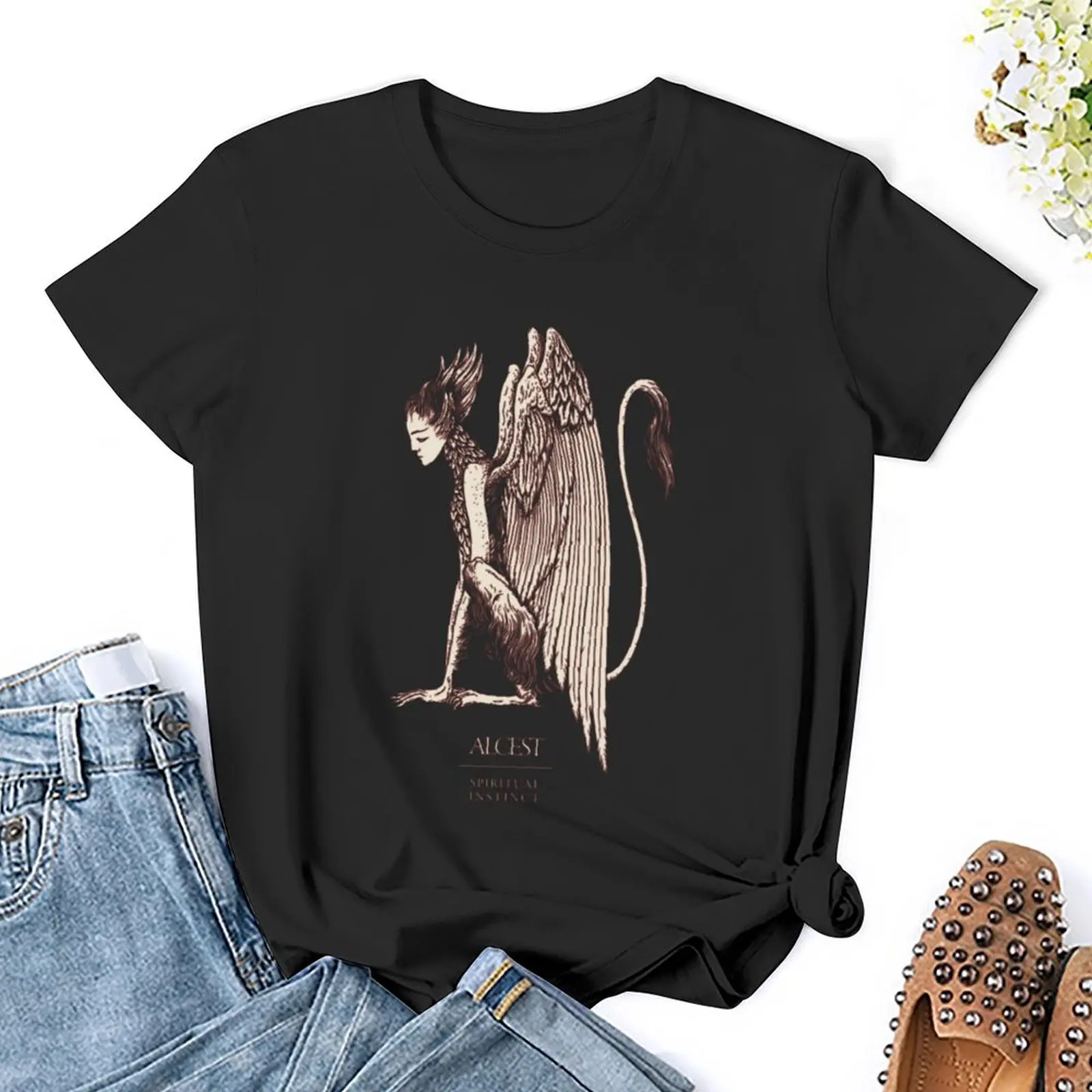 Alcest ist ein französisches post-schwarzes Metall!)(_) T-Shirt Anime Tops Neuauflage Anime Kleidung T-Shirts für Frauen Baumwolle