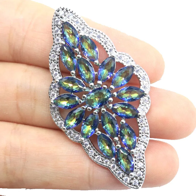 8,5 г, подвеска из твердого серебра 925 пробы, индивидуальный огонь, Радуга, мистический топаз, фиолетовый танзанит, кунцит, турмалин, CZ, женский 8,5 г, подвеска из твердого серебра 925 пробы, индивидуальный огонь, Радуга, мистический топаз, фиолетовый танзанит, кунцит, турмалин, CZ, женский