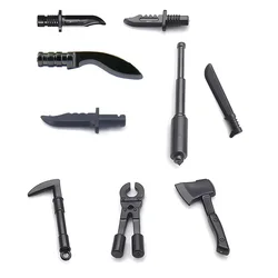 10PCS/SET Military Weapons Cold Weapon Knife Axe Scythe Soldier Mini Action Figures Accessories Army Building Blocks Bricks Toys