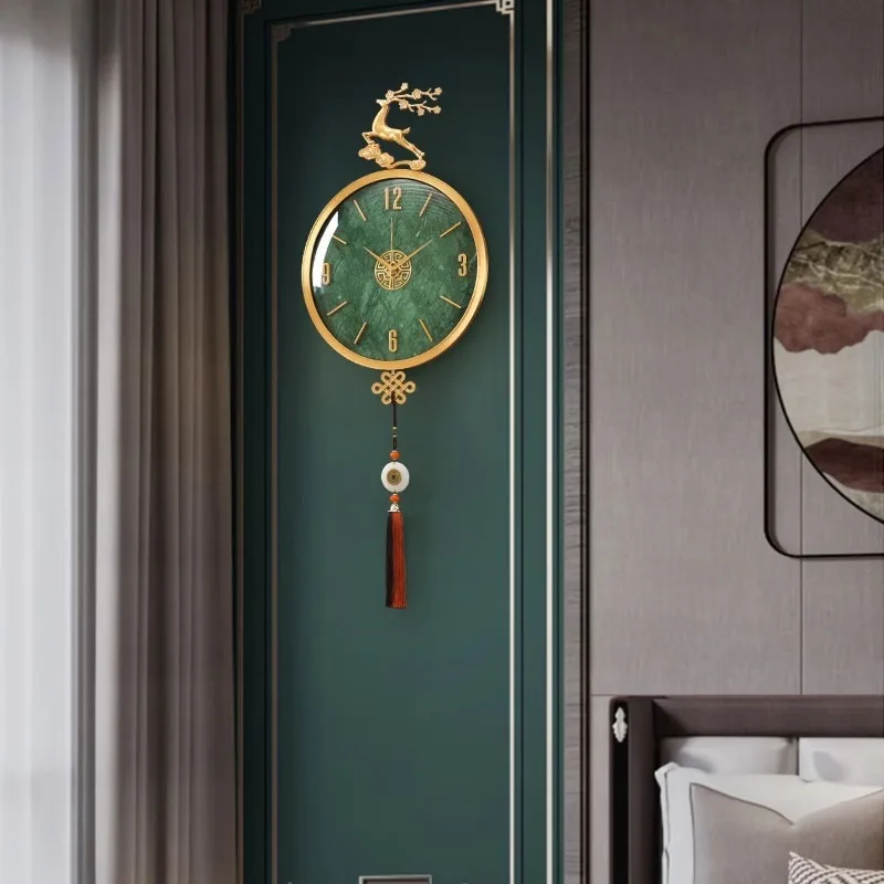 New Chinese brass wall clock, light luxury living room watch wall clock