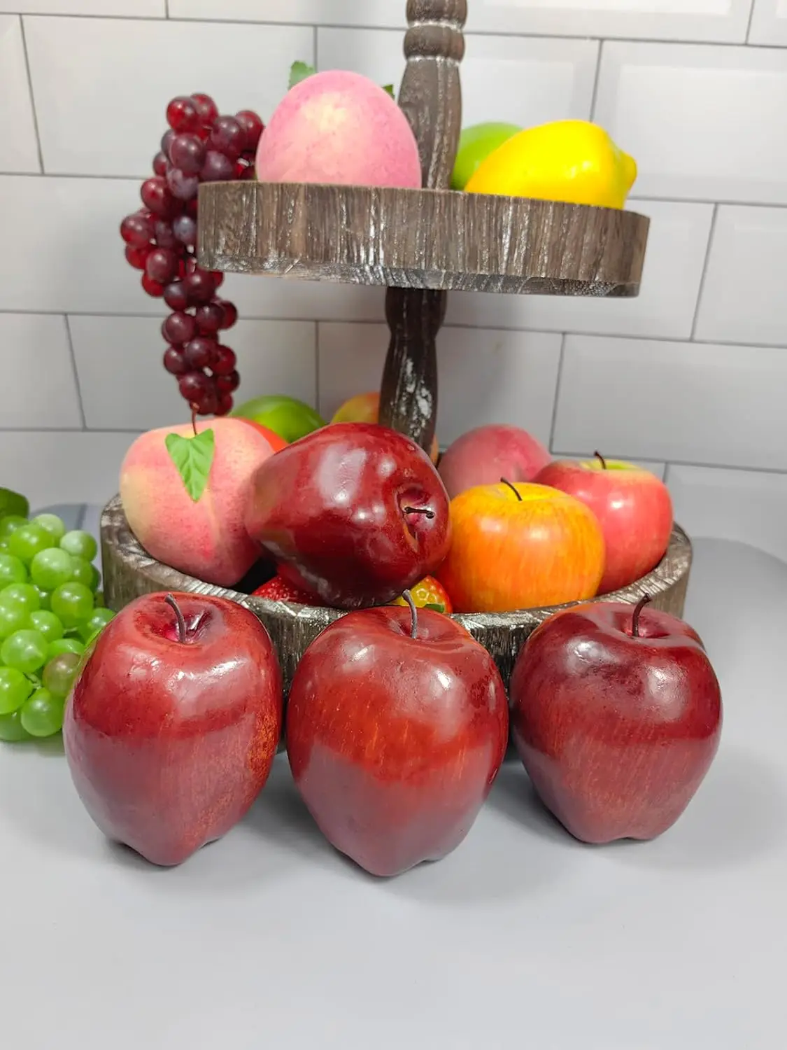 12 Stück künstliche grüne Äpfel aus Kunststoff, gefälschte Früchte, Kiwi, Simulationsfruchtmodell für Zuhause, Küche, Party, Fotoshooting, Dekoration – Detail 17