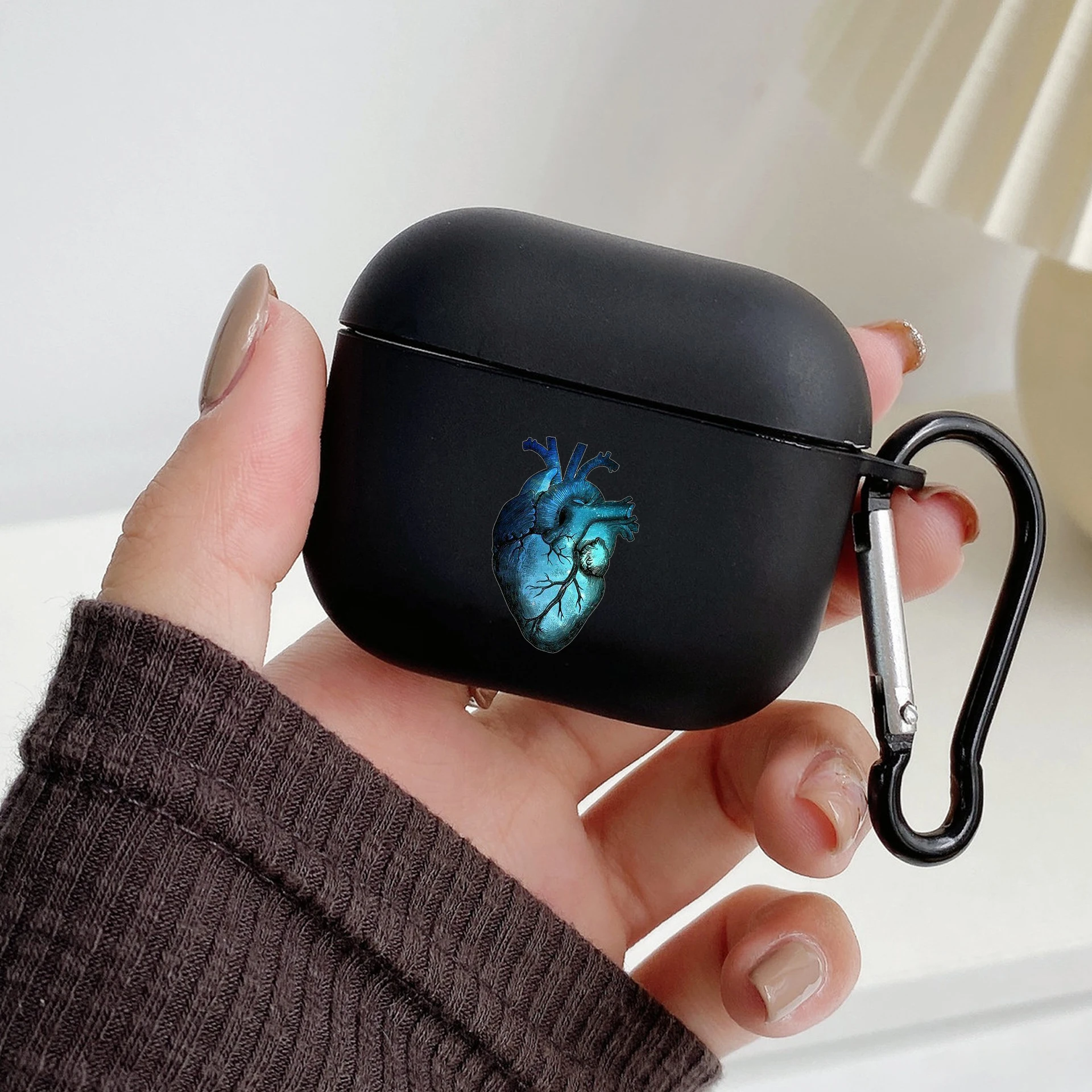 Earphone Case For Airpods 4 3 2 1 Pro3 Pro2 Shockproof With Keychain Cardiovascular model Heart Medical For Airpods 4 Cover