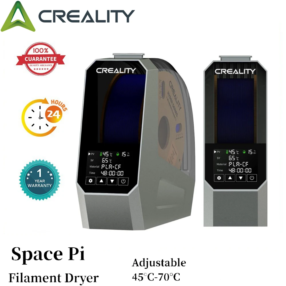 

Creality Space π Filament Dryer Box 1KG Filament Storage Keeping Dry Adjustable Temperature 45℃-70℃ 360° Hot-air Heating 0-48h