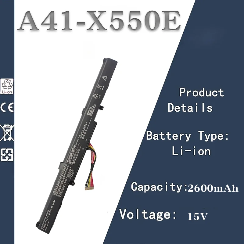 Замена аккумулятора для ноутбука 15 В 2600 мАч для ASUS A41-X550E K550D X550DA A550D A450JF X450J D451