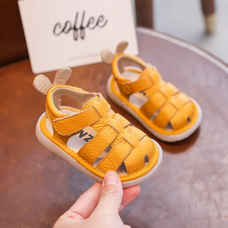 Genuine Leather Boy Sandals 2023Summer Cowhide Baby Shoe Soft Sole Walking Shoe0-3YearSandals for Girl Breathable Kids Shoe유아 샌들